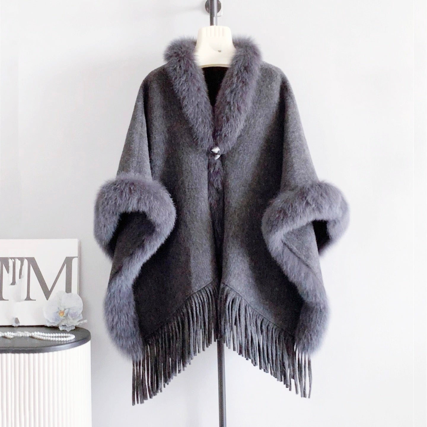 FOXファートリムウールケープコート – Salang