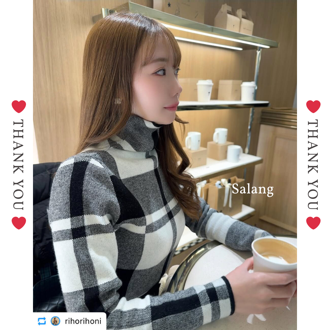 チェック柄タートルネックトップス – Salang