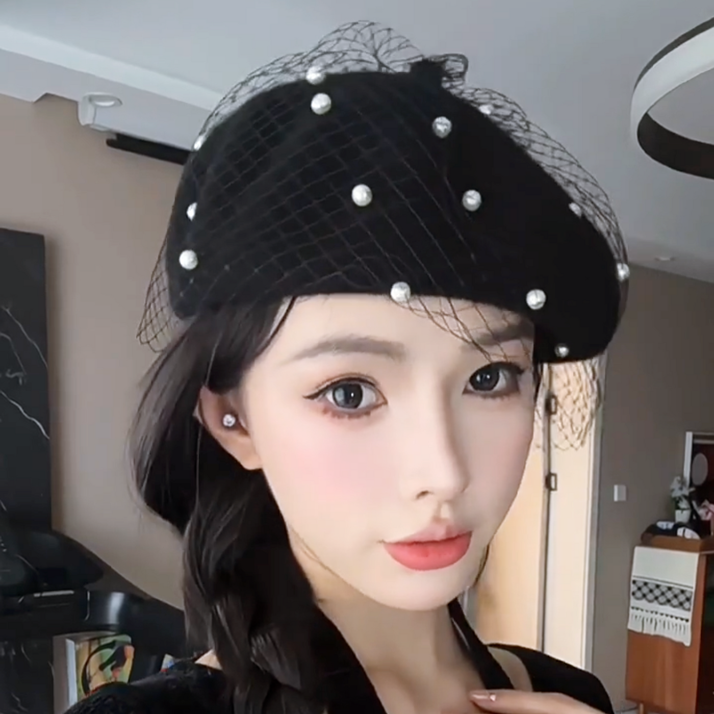 パールメッシュベレー帽