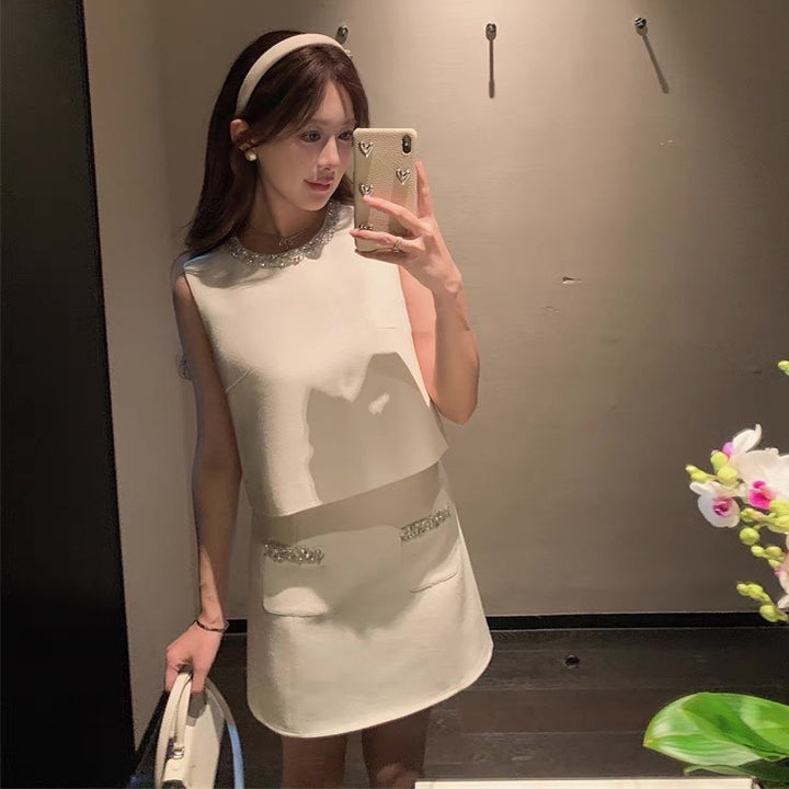 ノースリーブビジューミニスカートセットアップ – Salang