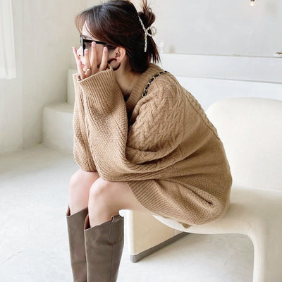 ケーブルニットワンピース