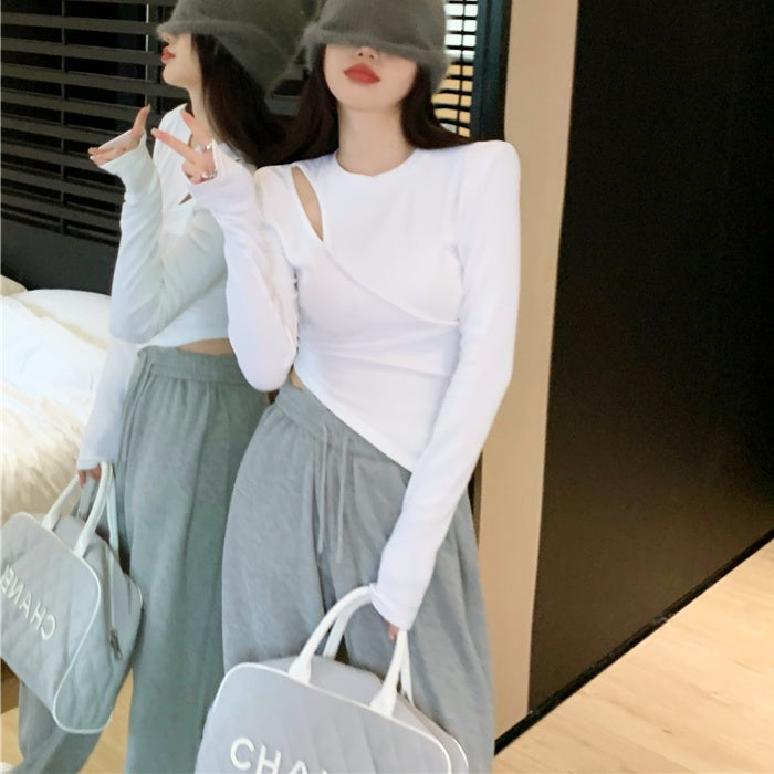ショルダーカットアシンメトリーロンT