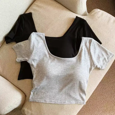 カップインバッククロスクロップドT