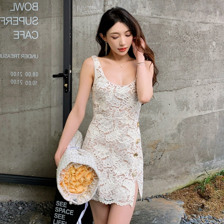 JILTU ノースリーブミニワンピース ノースリーブレースタイトミニワンピース – Salang