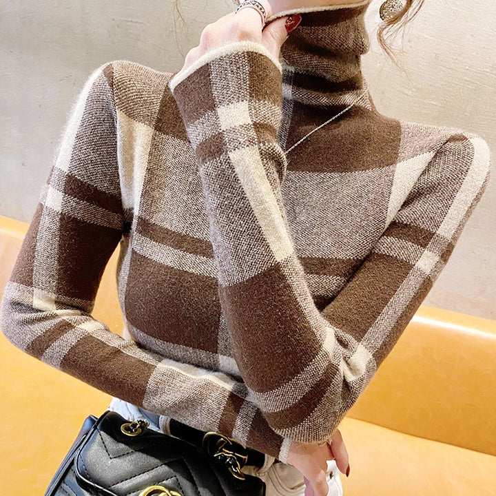 チェック柄タートルネックトップス – Salang