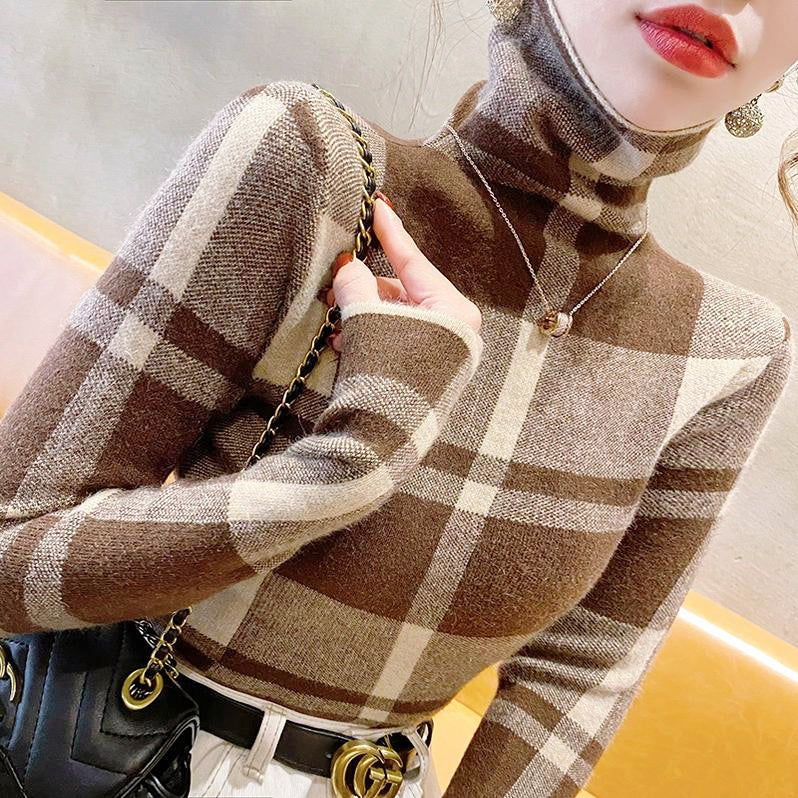 チェック柄タートルネックトップス – Salang