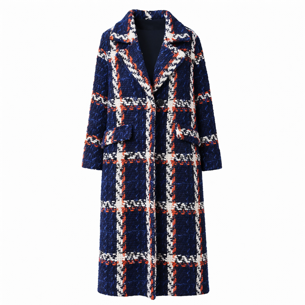 チェック柄ツイードロングコート – Salang