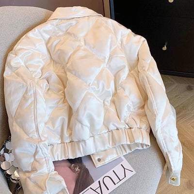 パールサテンキルティングショートジャケット