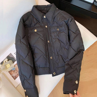 ゴールドボタンキルティングショートジャケット