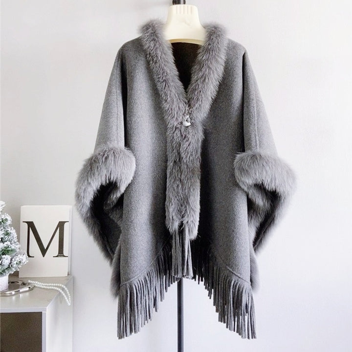 【美品】Salang/FOXファー/ウールケープコート/アイボリー FOXファーウールケープコート – Salang