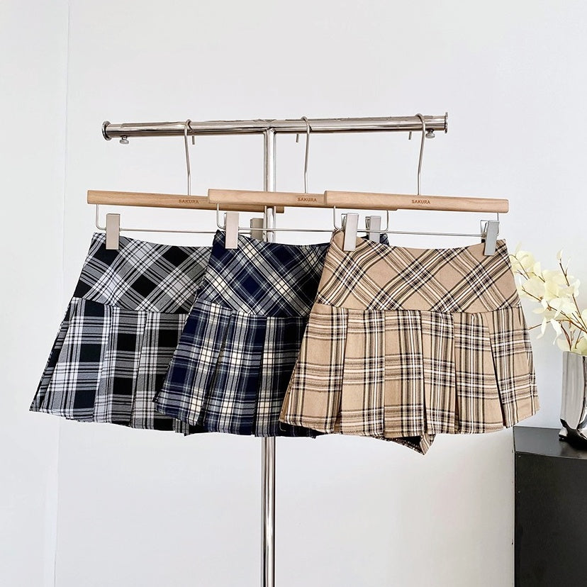 チェックプリーツミニスカート