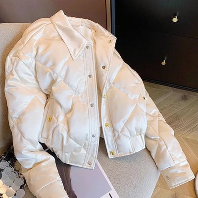 パールサテンキルティングショートジャケット