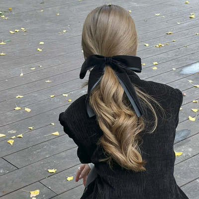 バイカラーベロアリボンバレッタ