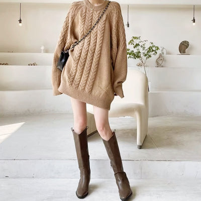 ケーブルニットワンピース
