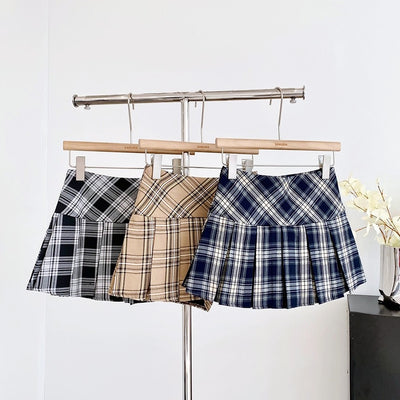 チェックプリーツミニスカート