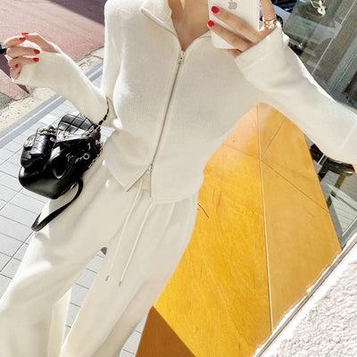 ジップアップニットセットアップ