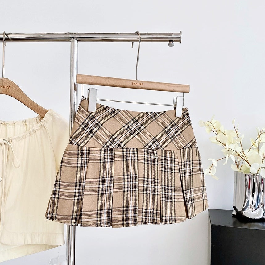 チェックプリーツミニスカート