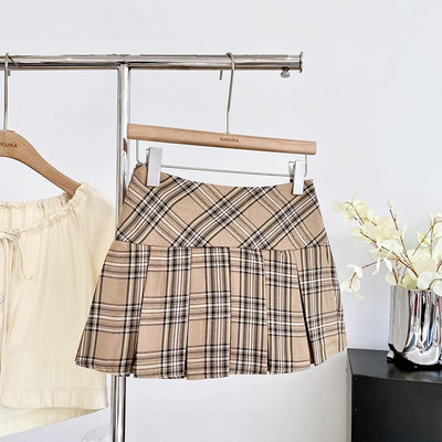 チェックプリーツミニスカート