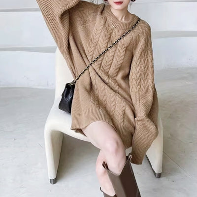 ケーブルニットワンピース