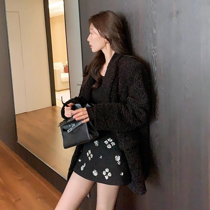 ビジューフラワーツイードスカート