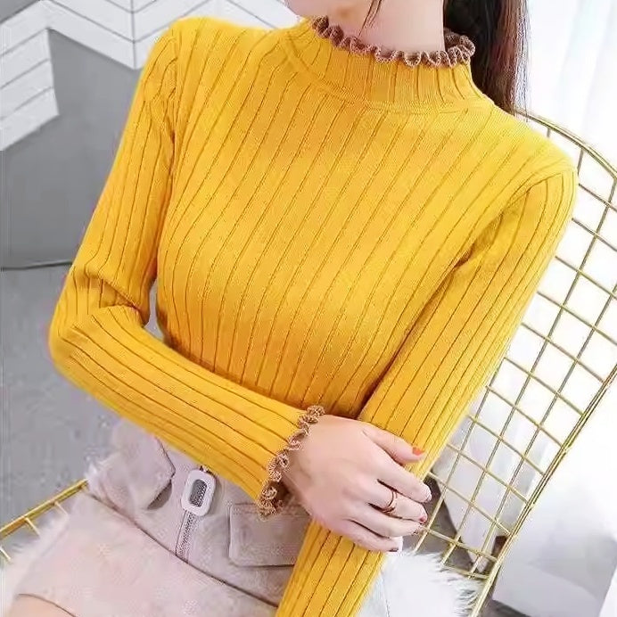 メロウフリルリブニットトップス