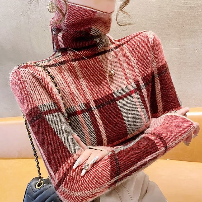 チェック柄タートルネックトップス – Salang