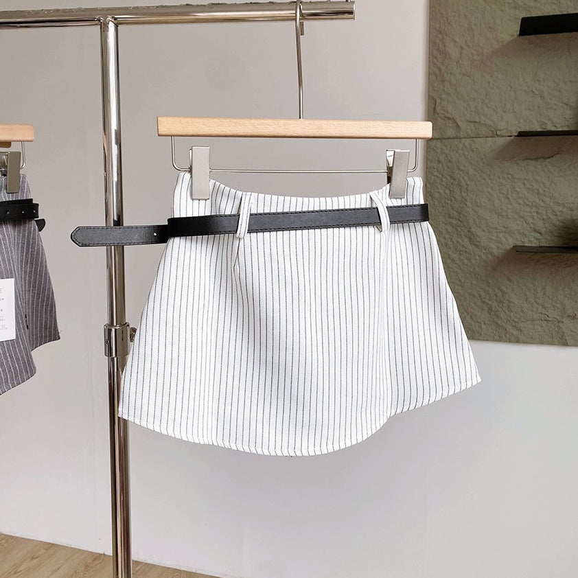 ベルトストライプミニスカート