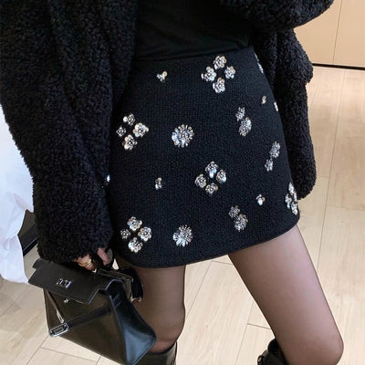 ビジューフラワーツイードスカート