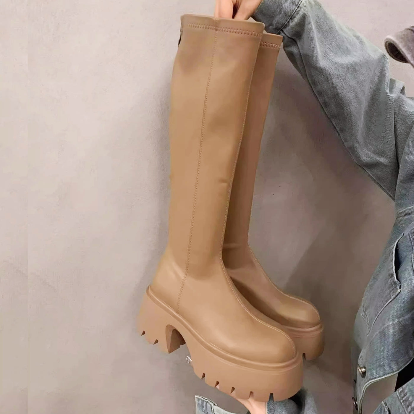厚底ロングブーツ
