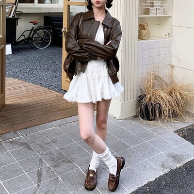 ルーズシルエットレザーブルゾン