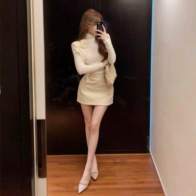 ローズショルダーモヘアニットトップス