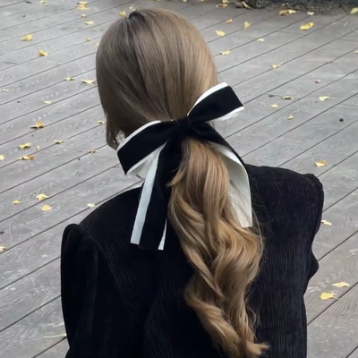 バイカラーベロアリボンバレッタ