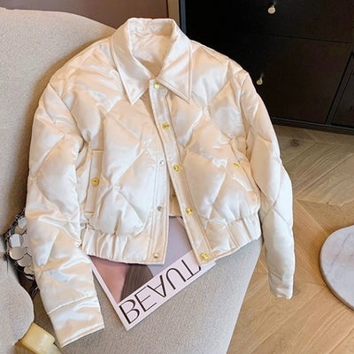 パールサテンキルティングショートジャケット