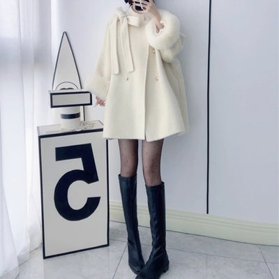 FOXファーウールリボンショートコート