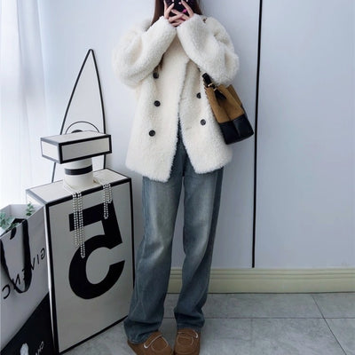 ダブルボタンボアコート