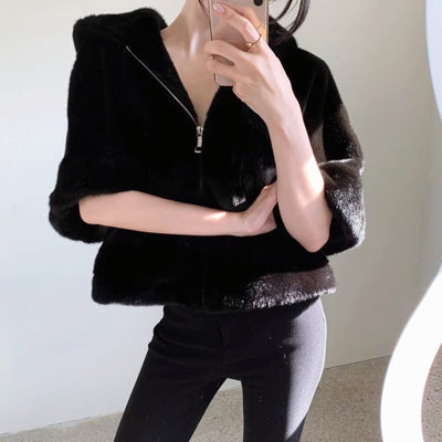 ジップアップショートファーコート