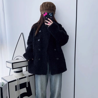 ダブルボタンボアコート