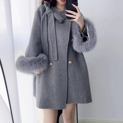 FOXファーウールリボンショートコート