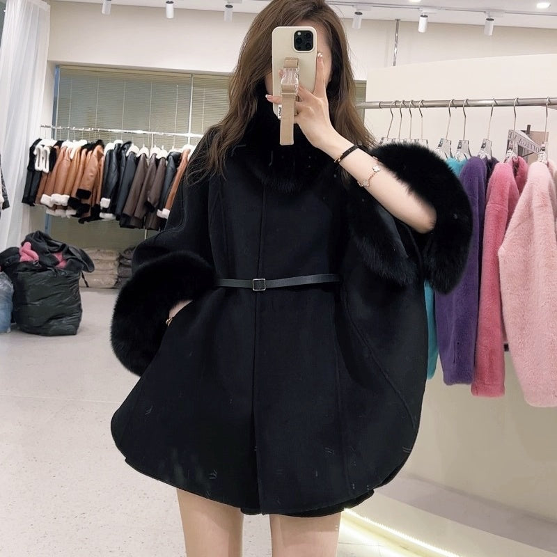 FOXファーウエストベルトマントコート – Salang