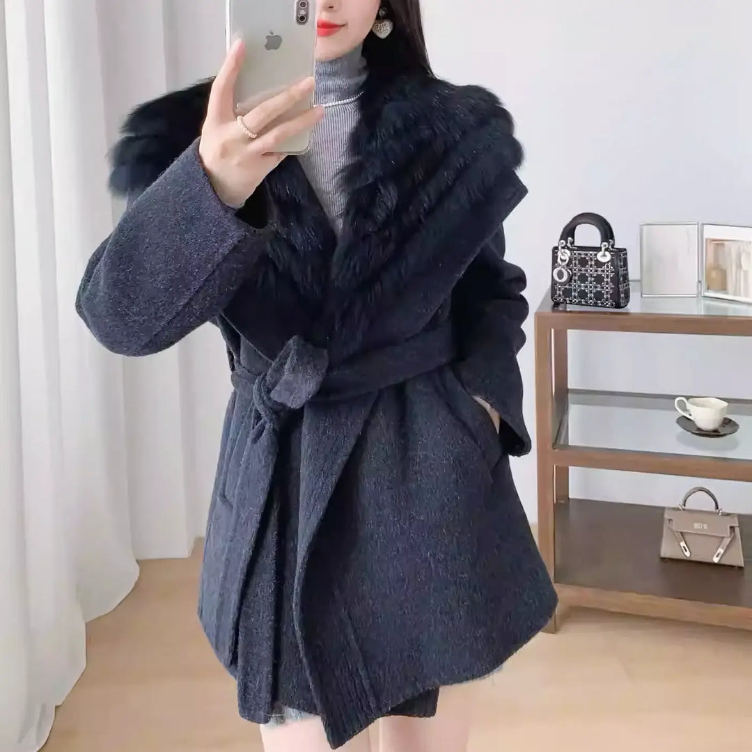 FOXファーショールカラーウールコート – Salang