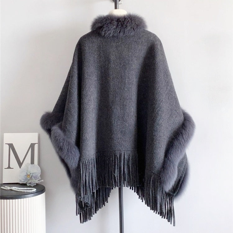 FOXファートリムウールケープコート – Salang