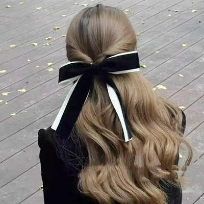 バイカラーベロアリボンバレッタ