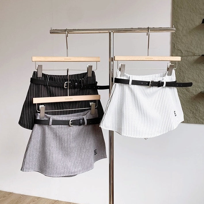 ベルトストライプミニスカート