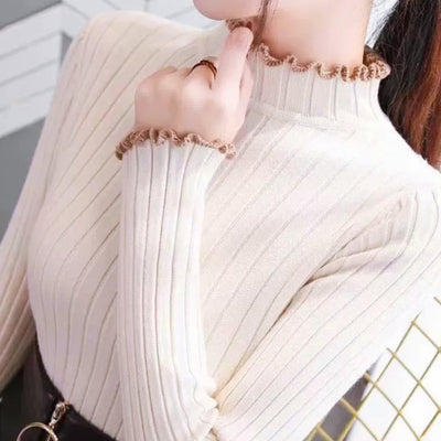 メロウフリルリブニットトップス