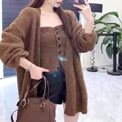 ボタンラインベアトップアンサンブル